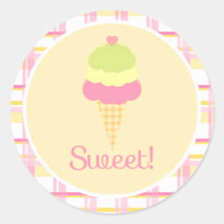 Sweet Ice Cream Verjaardagscupcake Toppers / Stick Ronde Sticker
