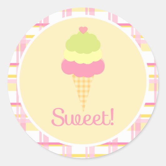Sweet Ice Cream Verjaardagscupcake Toppers / Stick Ronde Sticker (Voorkant)