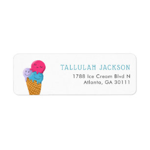 Sweet Ice Cream Waffle Kone Return Address Etiket