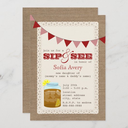 Sweet Iced Tea Sip en zie uitnodiging (Voorkant / Achterkant)