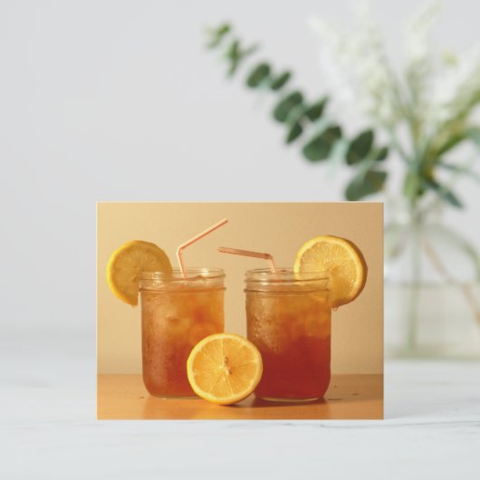 Sweet Iced thee in Mason Jars met stro's Briefkaart (Staand voorkant)