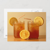 Sweet Iced thee in Mason Jars met stro's Briefkaart (Voorkant / Achterkant)