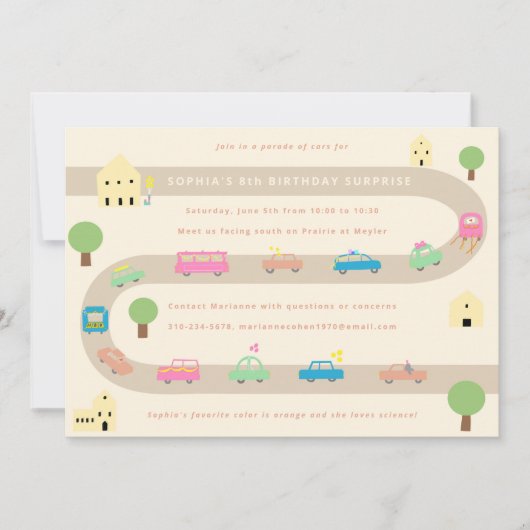 Sweet Illustrated Car Birthday Parade Kaart (Voorkant)