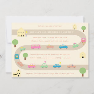 Sweet Illustrated Car Birthday Parade Kaart