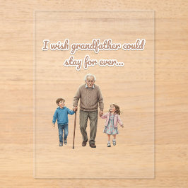Sweet illustration grandfather And Grandchildren Acryl Uitnodigingen