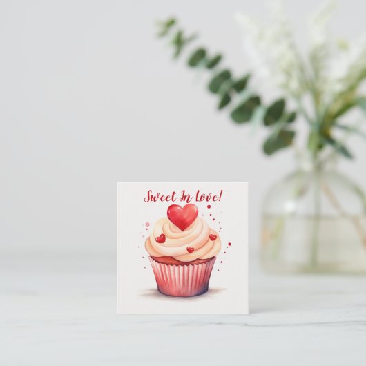 Sweet In Love Cupcake Valentijnsdag Kaart (Staand voorkant)