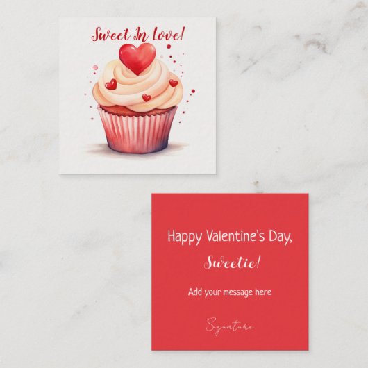 Sweet In Love Cupcake Valentijnsdag Kaart (Voorkant / Achterkant)