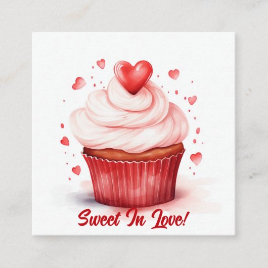 Sweet In Love Hearts Cupcake Valentijnsdag Kaart (Voorkant)