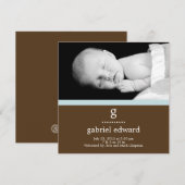 Sweet Initiaal Baby Boy Birth Notice Aankondiging (Voorkant / Achterkant)