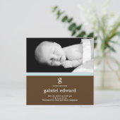 Sweet Initiaal Baby Boy Birth Notice Aankondiging (Staand voorkant)