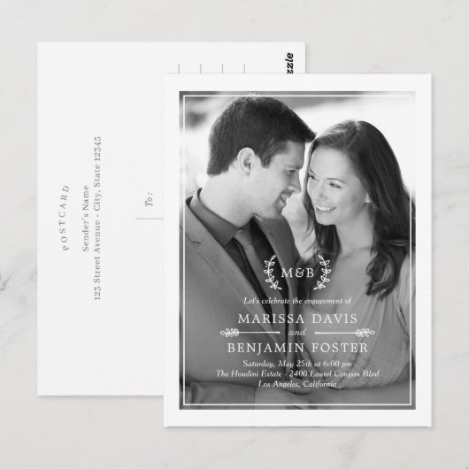 Sweet Initialen foto huwelijksdouche uitnodiging (Voorkant / Achterkant)