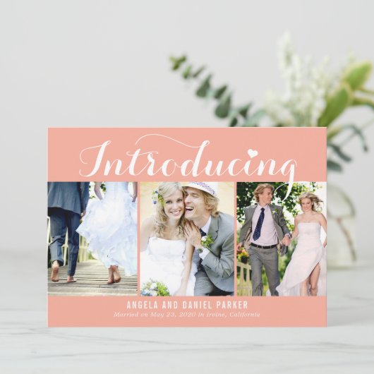 Sweet Introductie EDITABLE COLOR Wedding Announce Bedankkaart (Staand voorkant)