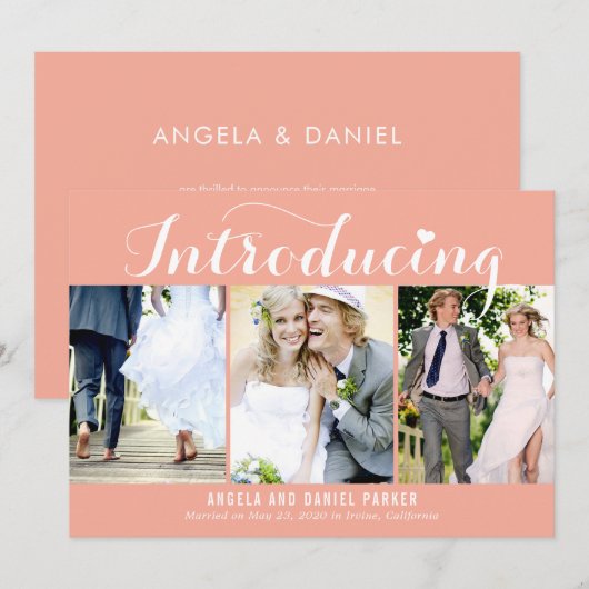 Sweet Introductie EDITABLE COLOR Wedding Announce Bedankkaart (Voorkant / Achterkant)