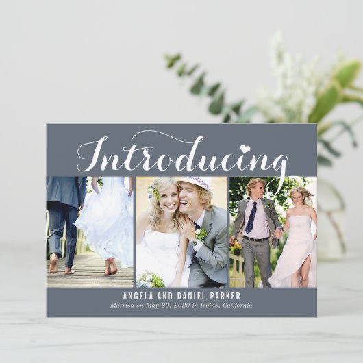 Sweet Introductie EDITABLE COLOR Wedding Announce Bedankkaart (Staand voorkant)
