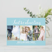Sweet Introduction Wedding Announcement - Blue Kaart (Staand voorkant)