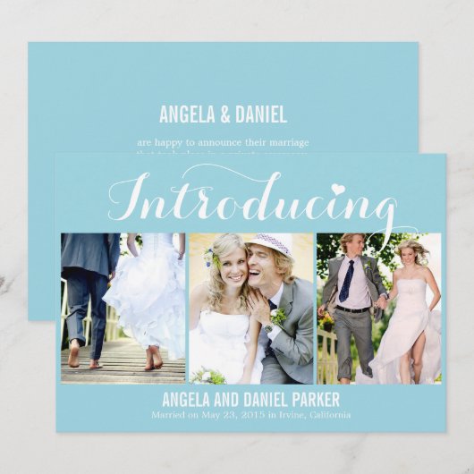 Sweet Introduction Wedding Announcement - Blue Kaart (Voorkant / Achterkant)