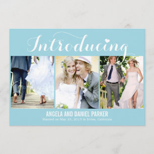 Sweet Introduction Wedding Announcement - Blue Kaart