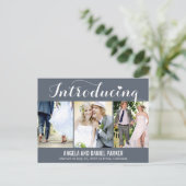 Sweet Introduction Wedding Announcement - Grijs Aankondigingskaart (Staand voorkant)