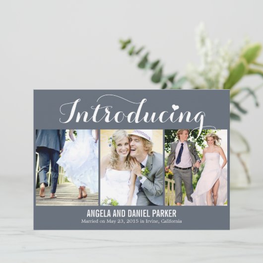 Sweet Introduction Wedding Announcement - Grijs Kaart (Staand voorkant)