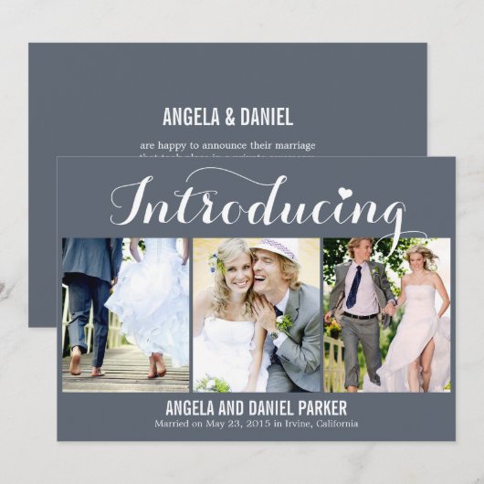 Sweet Introduction Wedding Announcement - Grijs Kaart (Voorkant / Achterkant)