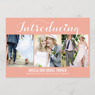Sweet Introduction Wedding Announcement - Peach Kaart