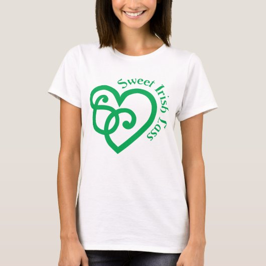 Sweet Irish Lass Celtic Heart Knot Design T-shirt (Voorkant)