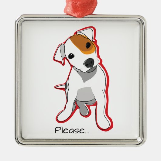Sweet Jack Russell Puppy "Alsjeblieft" Ornament (Voorkant)
