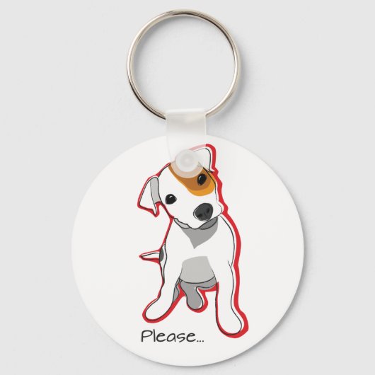 Sweet Jack Russell Puppy "Alsjeblieft" Sleutelhang Sleutelhanger (Voorkant)