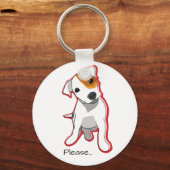 Sweet Jack Russell Puppy "Alsjeblieft" Sleutelhang Sleutelhanger (Voorkant)