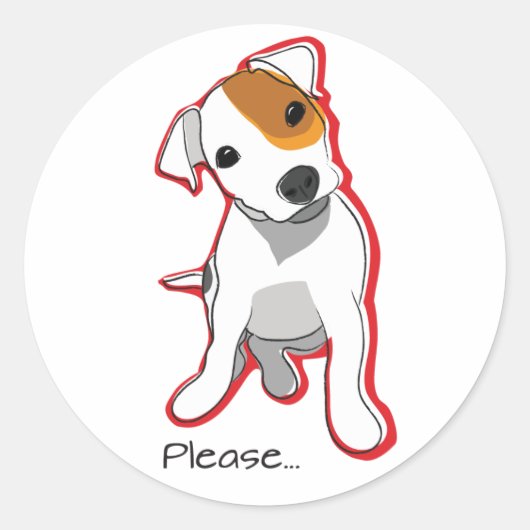 Sweet Jack Russell Puppy "Alsjeblieft" Sticker (Voorkant)