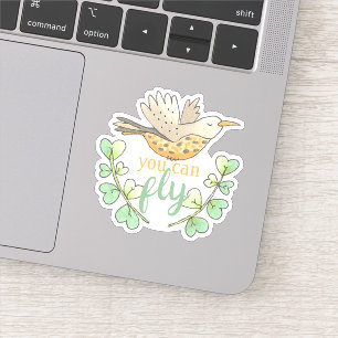 Sweet je kunt vogel vliegen met Motivatie bladeren Sticker