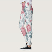 Sweet Jojo Design Waterverf Bloemen Roze Bloemen Leggings (Links)