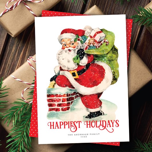 Sweet Jolly Santa  Niet-Foto Vakantie Kaart