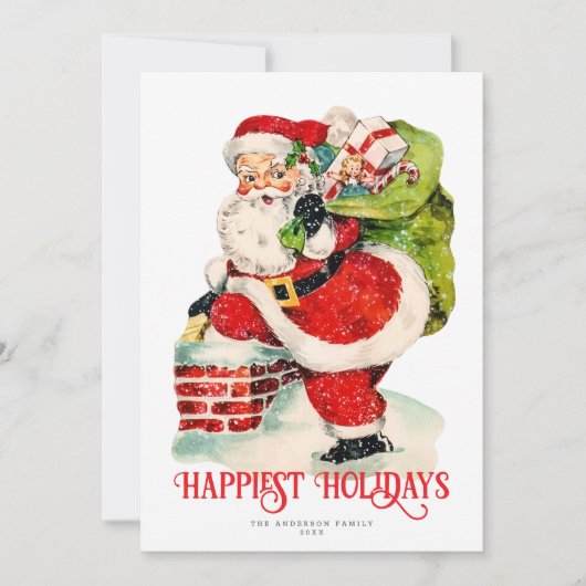 Sweet Jolly Santa Niet-Foto Vakantie Kaart (Voorkant)