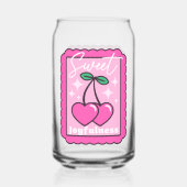 Sweet Joyfulness Heart Shaped Cherries Stamp Blikvorm Glas (Achterkant)