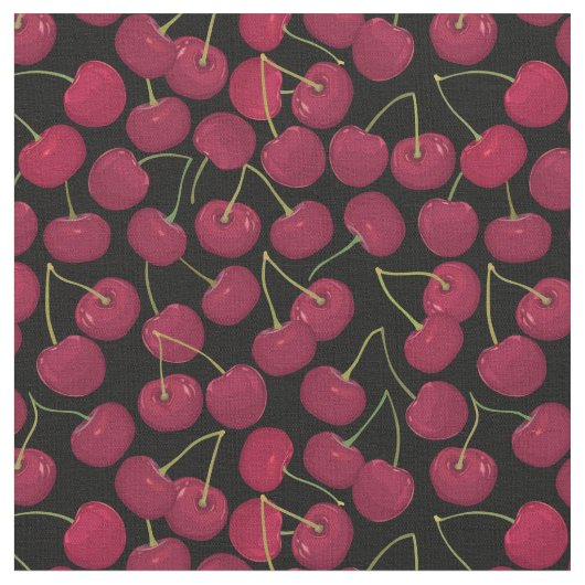 Sweet Juicy Cherries Pattern Stof (Close Up)