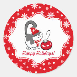 Sweet Kat Christmas Ronde Sticker