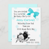 Sweet Kat Face Birthday Party Invitation Kaart (Voorkant / Achterkant)