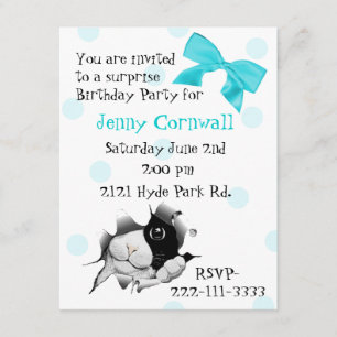 Sweet Kat Face Birthday Party Invitation Kaart