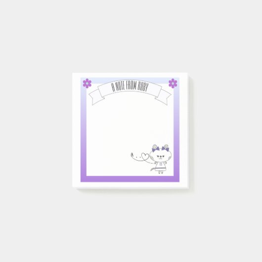 Sweet Kat Graphic Paarse Border gepersonaliseerd Post-it® Notes (Voorkant)