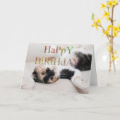 Sweet kat Happy Birthday Kaart (Gele Bloem)