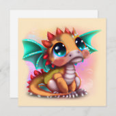 Sweet Kawaii Baby Dragon Feestdagenkaart (Voorkant / Achterkant)