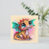 Sweet Kawaii Baby Dragon Feestdagenkaart (Staand voorkant)
