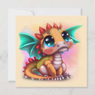 Sweet Kawaii Baby Dragon Feestdagenkaart