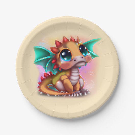 Sweet Kawaii Baby Dragon Papieren Bordje (Voorkant)