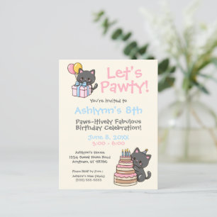 Sweet Kawaii Black Cat verjaardagsfeestje Briefkaart
