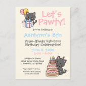 Sweet Kawaii Black Cat verjaardagsfeestje Briefkaart (Voorkant)