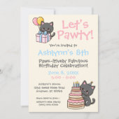 Sweet Kawaii Black Cat verjaardagsfeestje Kaart (Voorkant)