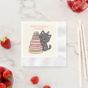 Sweet Kawaii Black Cat verjaardagsfeestje Servet