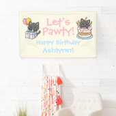 Sweet Kawaii Black Cat verjaardagsfeestje Spandoek (Insitu)